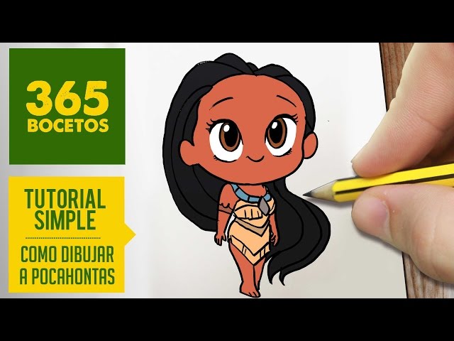 COMO DIBUJAR A POCAHONTAS PASO A PASO: Dibujar princesas disney en español  - Dibujos Kawaii دیدئو dideo