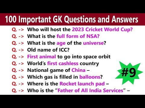 100 IMPORTANT Questions and Answers in English || India GK Questions answers  for Indian Exams | #9 دیدئو dideo
