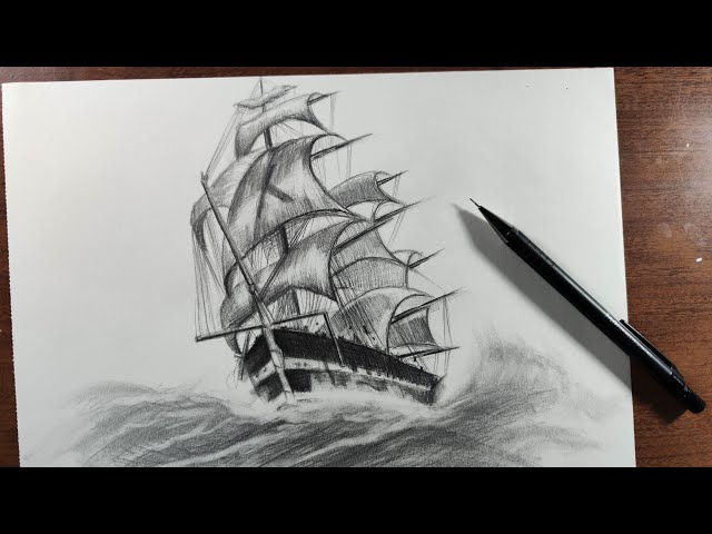 Cómo Dibujar un Barco Antiguo a Lápiz Paso a Paso - Estilo SKETCH دیدئو  dideo