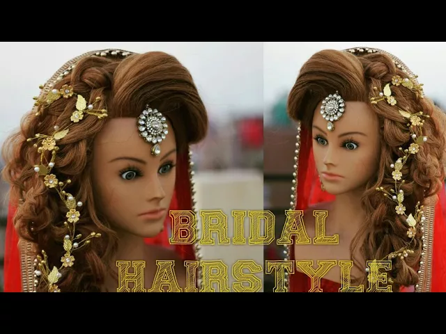 bridal hairstyle with puff messy braid | bridal hairstyle | (chandra  prakash patel) دیدئو dideo