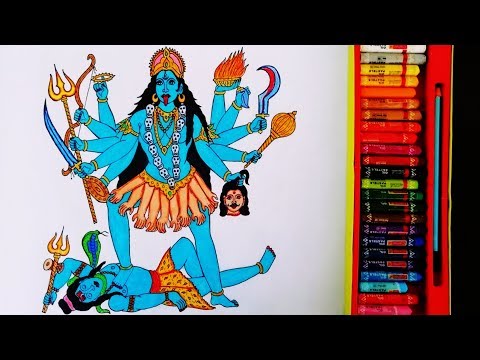 How to Draw Maa Kali Time-lapse Drawing | MahaKali and Lord Shiva Painting  | By Drawing Art دیدئو dideo