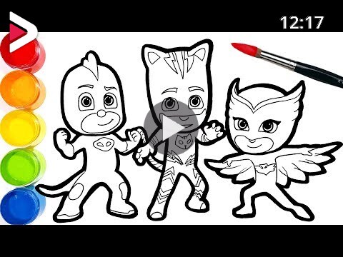 PJ MASKS Drawing Coloring Pages for Kids . Draw and Paint Catboy Owlette  Gekko | Tim Tim TV دیدئو dideo